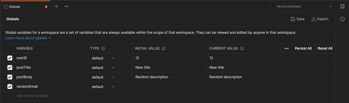 Postman Global Variables Postman Global Variables